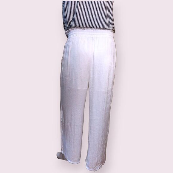 Naked Zebra White Linen-Like Flowy Beachy Trousers - Picture 3 of 5